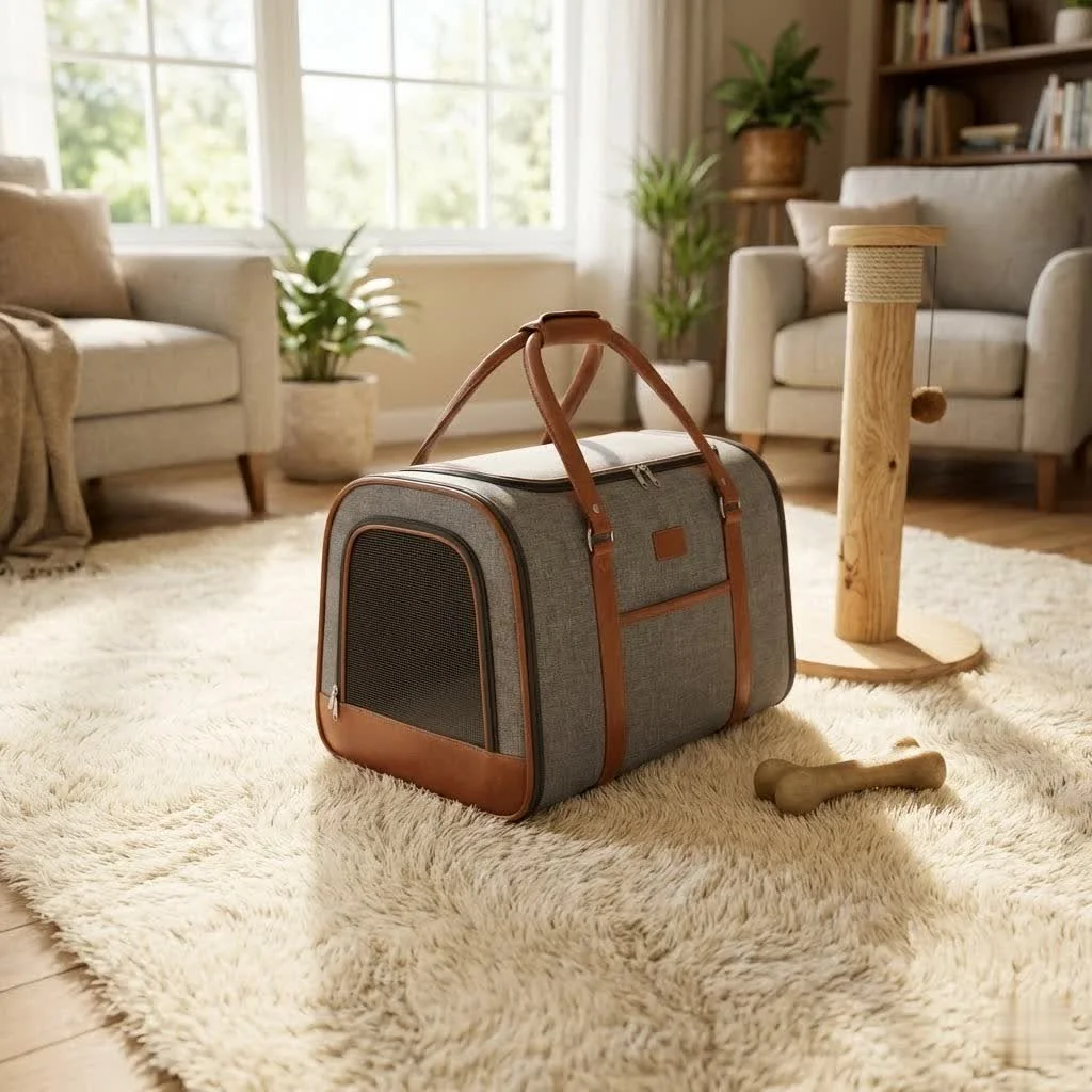 Motorcycle pet carrier securely attached to a bike